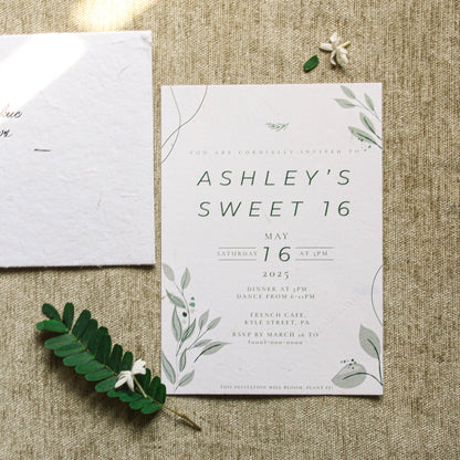 Ferns of Spring Birthday Invite