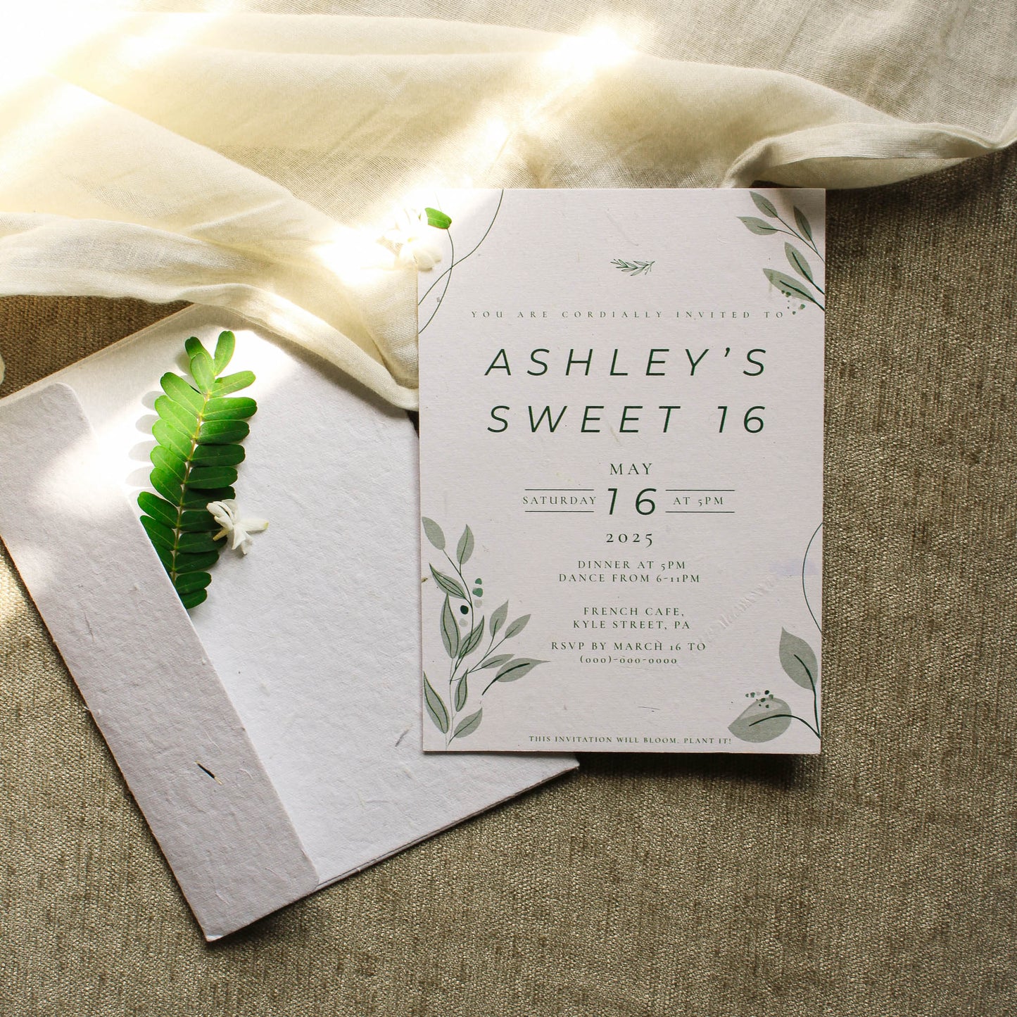 Ferns of Spring Birthday Invite