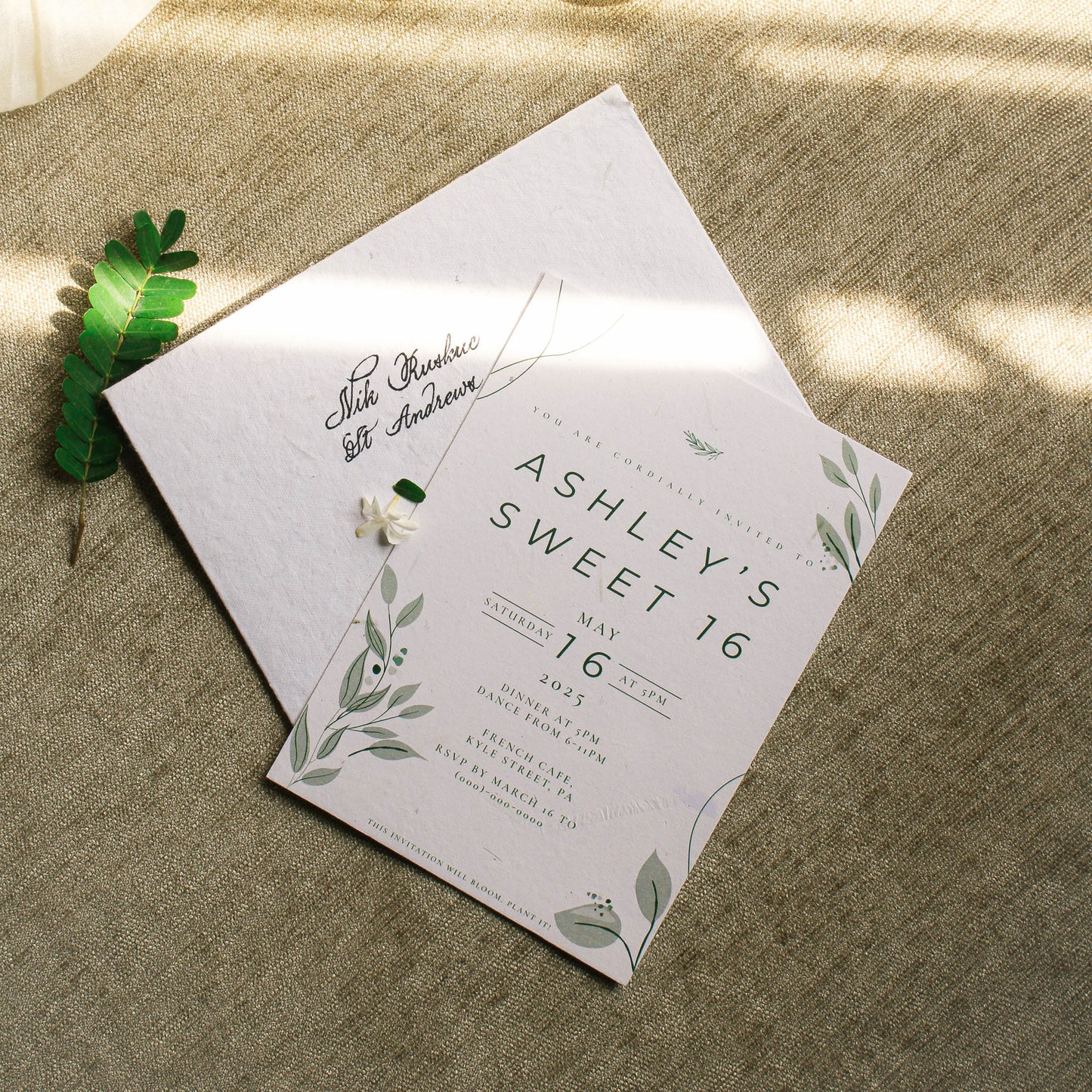 Ferns of Spring Birthday Invite