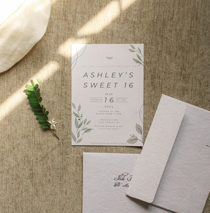 Ferns of Spring Birthday Invite