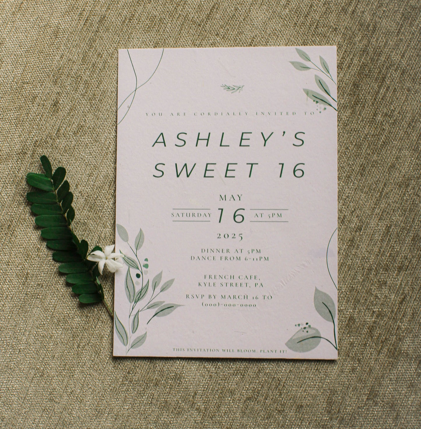 Ferns of Spring Birthday Invite